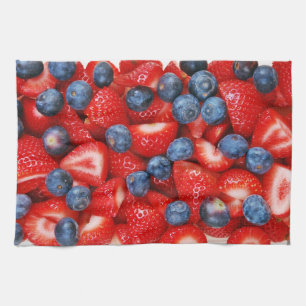 keukenhanddoek, vers bosbessen en aardbeien theedoek