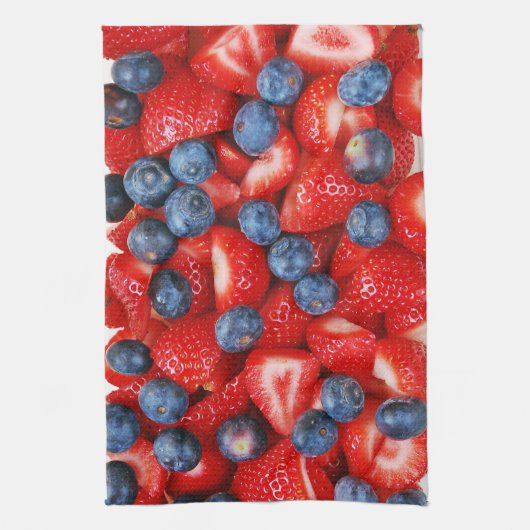 keukenhanddoek, vers bosbessen en aardbeien theedoek (Verticaal)