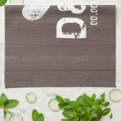 keukenhanddoek voor -bruine-houten monogram (Gevouwen)