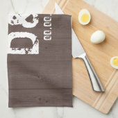 keukenhanddoek voor -bruine-houten monogram (Quarter Fold)