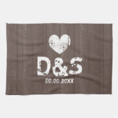 keukenhanddoek voor -bruine-houten monogram (Horizontaal)