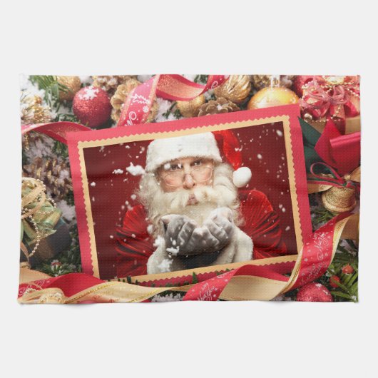Keukenhanddoek voor de kerstman/UW FOTO (Horizontaal)