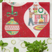 Keukenhanddoek voor de kerstmantel van Retro Vinta (Gevouwen)