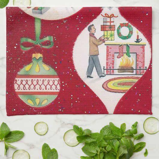 Keukenhanddoek voor de kerstmantel van Retro Vinta (Gevouwen)