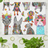 Keukenhanddoek voor dieren die kleurrijk zijn (Gevouwen)