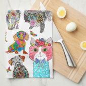 Keukenhanddoek voor dieren die kleurrijk zijn (Quarter Fold)