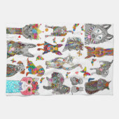 Keukenhanddoek voor dieren die kleurrijk zijn (Horizontaal)