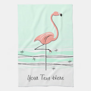 keukenhanddoek voor Flamingo Aqua Text