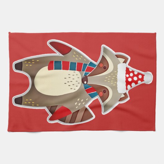 keukenhanddoek voor kerstraccoon (Horizontaal)
