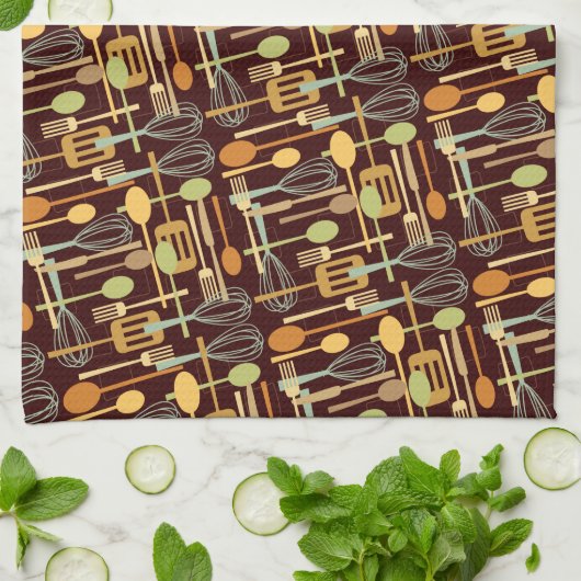 Keukenhanddoek voor keukengebruik in retrokleuren (Gevouwen)