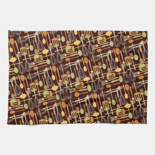 Keukenhanddoek voor keukengebruik in retrokleuren (Horizontaal)