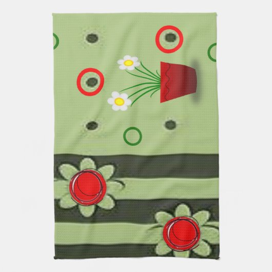 keukenhanddoek voor rode bloemen (Verticaal)