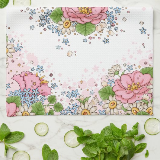 keukenhanddoek voor Roos van thee (roze) (Gevouwen)