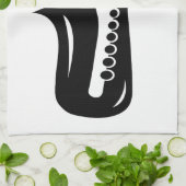 Keukenhanddoek voor saxofonmonogram, zwart en wit (Gevouwen)