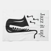 Keukenhanddoek voor saxofonmonogram, zwart en wit (Horizontaal)