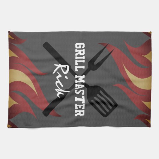 Keukenhanddoek voor vaders Dag, grillmaster dad (Horizontaal)