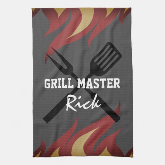 Keukenhanddoek voor vaders Dag, grillmaster dad (Verticaal)