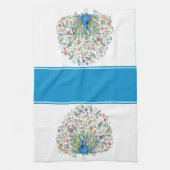 keukenhanddoek voor waterverf florale pauw (Verticaal)