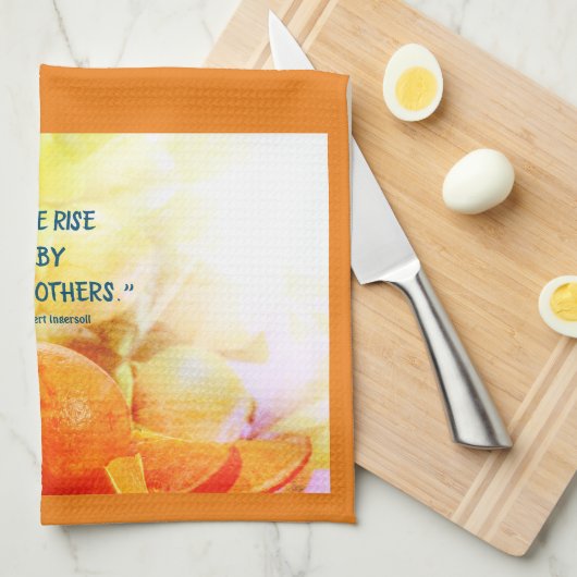 Keukenhanddoek: "We verhogen door anderen op te ti Theedoek (Quarter Fold)