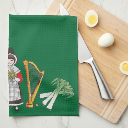 Keukenhanddoek: Welsh, Daffodils, Dragon Leeks Har Theedoek (Quarter Fold)