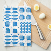 Keukenhanddoek: Welsh Tapestry Design, Bright Blue Theedoek (Quarter Fold)