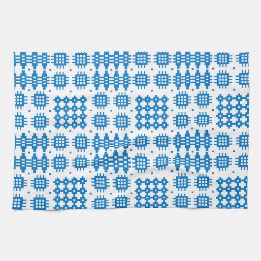 Keukenhanddoek: Welsh Tapestry Design, Bright Blue Theedoek (Horizontaal)