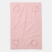 Keukenhanddoek - Wire omwoelde harten op roze (Verticaal)