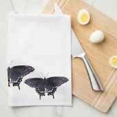 Keukenhanddoek Zwart Swallowtails (Quarter Fold)