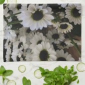 Keukenhanddoek - Zwart & Wit madeliefjes (Gevouwen)