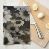 Keukenhanddoek - Zwart & Wit madeliefjes (Quarter Fold)