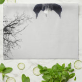 Keukenhanddoek Zwart-witte ballon op een meer (Gevouwen)