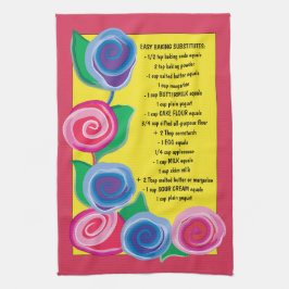 Keukenhanddoeken "Bloemen met bakzegels"