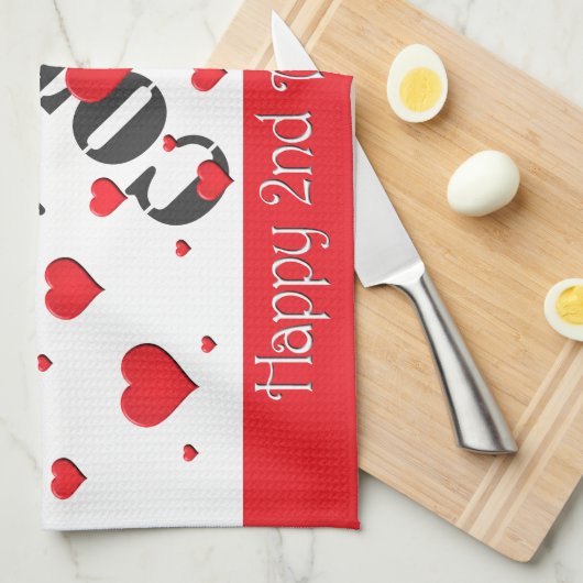 Keukenhanddoeken - drijvende harten - tweede Jubil (Quarter Fold)