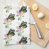 Keukenhanddoeken - Groene vogelvleugelvlinder - Af (Quarter Fold)
