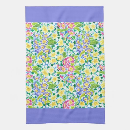 Keukenhanddoeken, lenteprimrozen, poeder blauw theedoek (Verticaal)