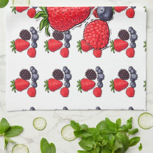 Keukenhanddoeken met bessen (Gevouwen)