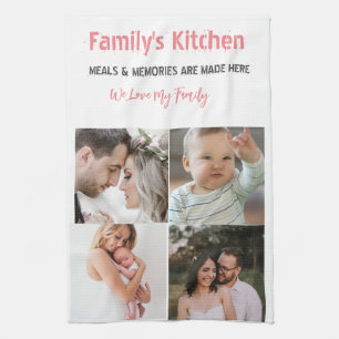 Keukenhanddoeken met foto en moderne typografie