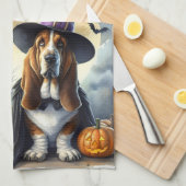 Keukenhanddoeken met heksenhond voor Halloween (Quarter Fold)