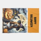 Keukenhanddoeken met heksenhond voor Halloween (Horizontaal)