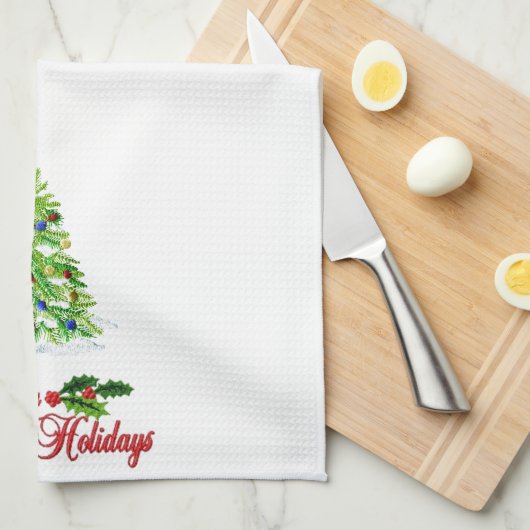 Keukenhanddoeken met kerstgeborduurde look (Quarter Fold)