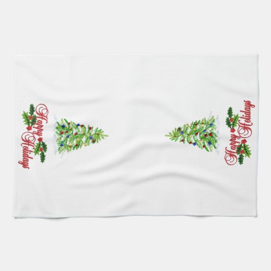 Keukenhanddoeken met kerstgeborduurde look (Horizontaal)