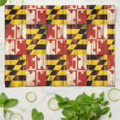 Keukenhanddoeken van de vlag van hout van Maryland (Gevouwen)