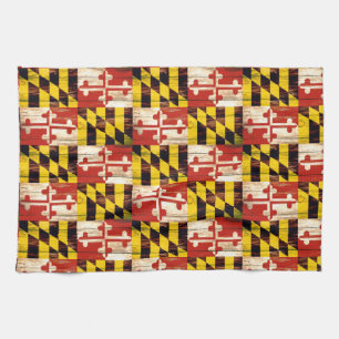 Keukenhanddoeken van de vlag van hout van Maryland