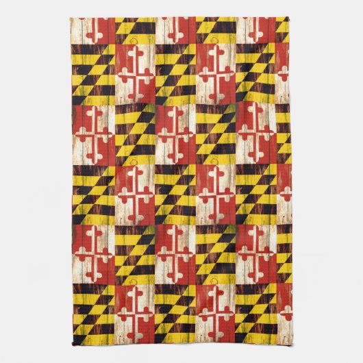 Keukenhanddoeken van de vlag van hout van Maryland (Verticaal)