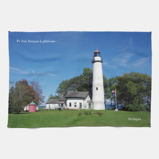 keukenhanddoeken van de vuurtoren van Pt Aux Barqu (Horizontaal)