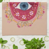 keukenhanddoeken van Hamsa Hand_Magenta_Cream (Gevouwen)