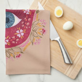 keukenhanddoeken van Hamsa Hand_Magenta_Cream (Quarter Fold)