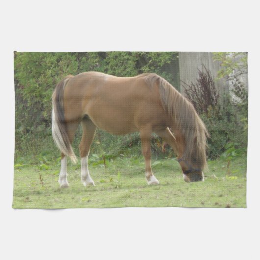 Keukenhanddoeken van kastanjebruin paard (Horizontaal)
