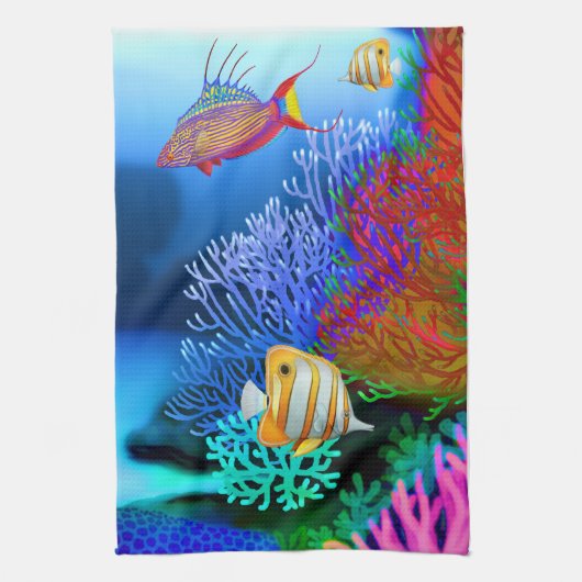 Keukenhanddoeken van kleurrijk koraalrif (Verticaal)