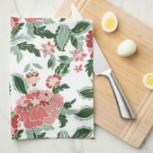 Keukenhanddoeken van rode of levende Floral (Quarter Fold)